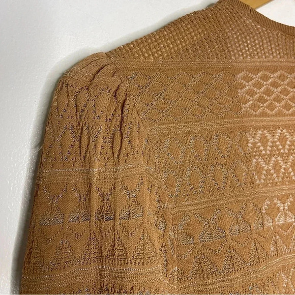 Express Camel Open Knit Cardigan Sweater Size Medium - Picture 4 of 8